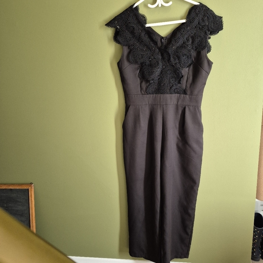 Jumper Elegant Black Lace Ladies Large Zipper Pickets